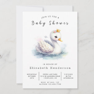 Whimsy Digital Swan-Baby shower Kaart