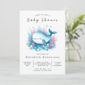 Whimsy Digital Whale-Baby shower Kaart (Staand voorkant)
