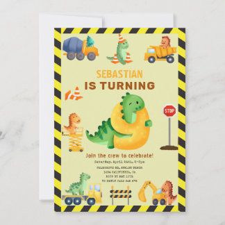 Whimsy Dinosaurus Bouw 9e Verjaardagsfeestje Kaart