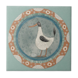 Whimsy Duck Mint Blauwe Terracotta Teal Aqua Tegeltje