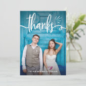 Whimsy en Charm | Twee foto-bruiloft Dank u Bedankkaart (Staand voorkant)