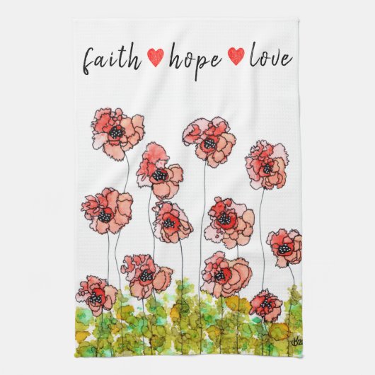 Whimsy Faith Hope et Love Poppies Serviette de cui (Vertical)