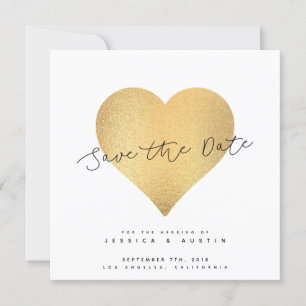 Whimsy Faux Gold Heart slaat de datum op Save The Date