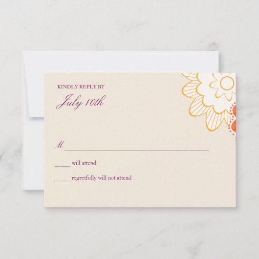 Whimsy floral bruiloft-kaarten RSVP kaartje (Voorkant)