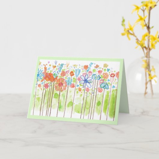 Whimsy Flowers Waterverf Kaart (Gele Bloem)