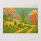 Whimsy Gate – Stylized Garden Path Painting Briefkaart (Voorkant)