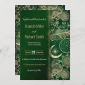 Whimsy Gold en Green Dreamweaver Feathers Mandala Kaart (Voorkant / Achterkant)