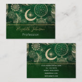 Whimsy Gold en Green Dreamweaver Feathers Mandala Visitekaartje (Voorkant / Achterkant)