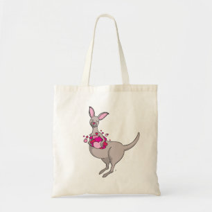 Whimsy grijze kangoeroe met roze handtas