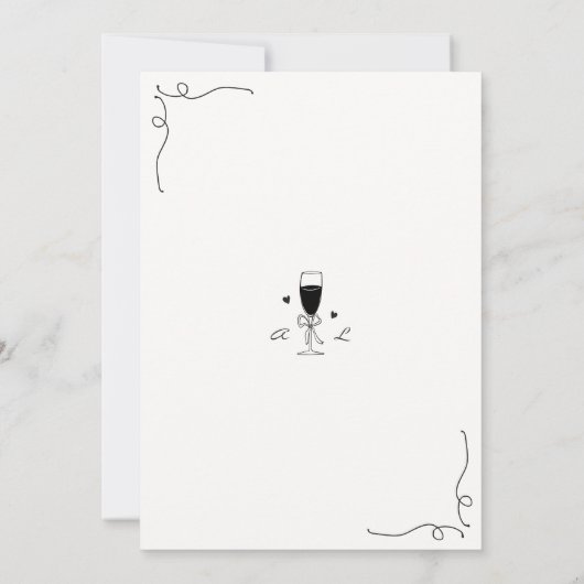 Whimsy Hand Getrokken Liefde En Pizza Engagement P Kaart (Achterkant)