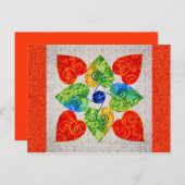 Whimsy Hearts Quilt - Blok #1 Briefkaart (Voorkant / Achterkant)