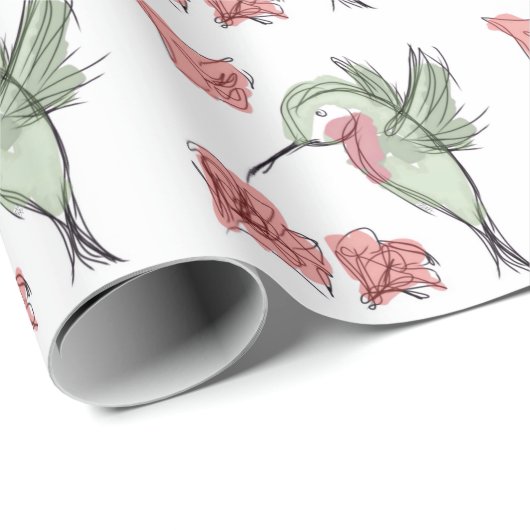 Whimsy Hummingbird (white) Wrapping Paper Cadeaupapier (Rol Hoek)