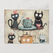 Whimsy Kat Tea Party Briefkaart (Voorkant)