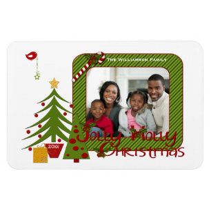 Whimsy kerstbomen, Bird, Stripes Photo Magnet Magneet