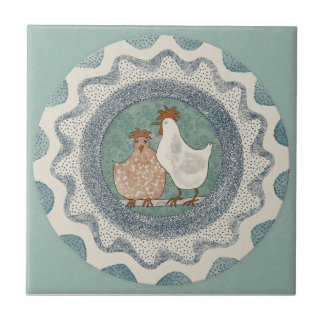 Whimsy Kippen Mint Blauwe Terracotta Teal Aqua Tegeltje