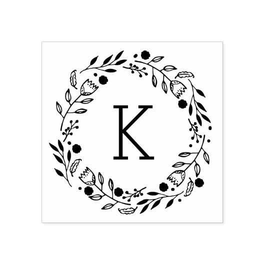 Whimsy krans Monogram Rubber Stamp Rubberstempel (Afrduk)