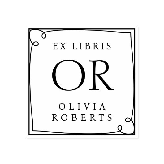 Whimsy Lijst Custom Name Monogram Ex Libris Rubberstempel (Afrduk)