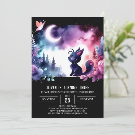 Whimsy Little Cat Verjaardag Kaart (Staand voorkant)