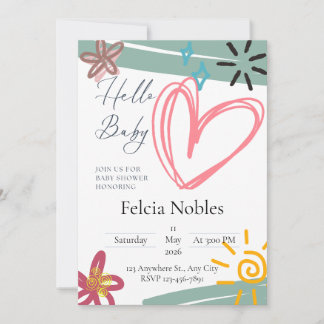 Whimsy Love Baby shower Invitation Kaart