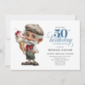 Whimsy Man 50th Birthday Bash Humor Invitation Kaart (Voorkant)