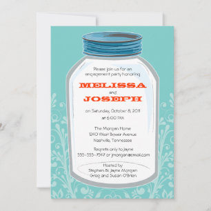 Whimsy Mason Jar Engagement Party Kaart