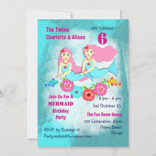 Whimsy Mermaid Invitation de fête d'anniversaire (Devant)