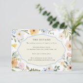 Whimsy Pastel Bloemen Trouwdetails Informatiekaartje (Staand voorkant)