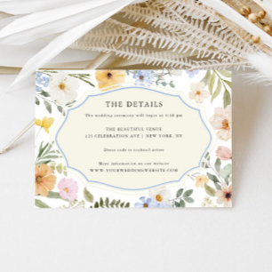 Whimsy Pastel Bloemen Trouwdetails Informatiekaartje