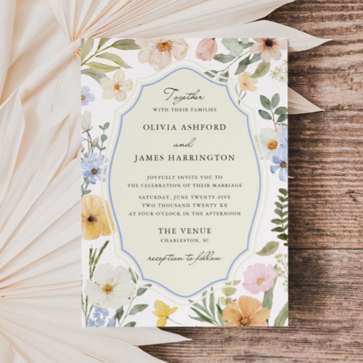 Whimsy Pastel Floral Wedding Kaart