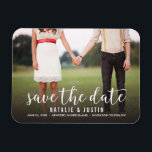 Whimsy Photo Enregistrer la date de l'annonce<br><div class="desc">Whimsical et élégant enregistrer la date annonce avec photo avec script de calligraphie moderne blanc</div>
