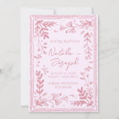 Whimsy Pink Hand Drawn Floral Garden Save The Date (Dos)