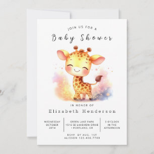 Whimsy Printable Giraffe Baby shower Kaart