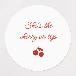 Whimsy Red She's the Cherry on Top Bridal Shower Labels