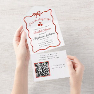 Whimsy Red Ze is de kers op het Vrijgezellenfeest All In One Uitnodiging