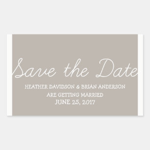Whimsy Save the Date Stickers, Beige Rechthoekige Sticker