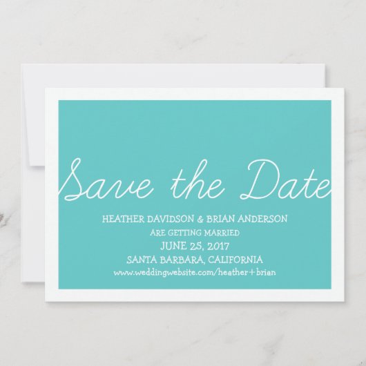 Whimsy Save the Date Uitnodiging, Turquoise Kaart (Voorkant)