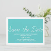 Whimsy Save the Date Uitnodiging, Turquoise Kaart (Staand voorkant)