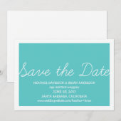 Whimsy Save the Date Uitnodiging, Turquoise Kaart (Voorkant / Achterkant)