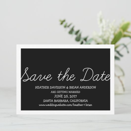 Whimsy Save the Date-uitnodiging, Zwart Kaart (Staand voorkant)