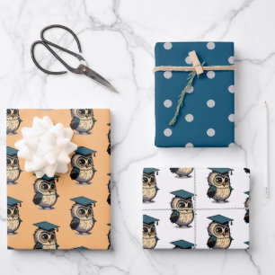 Whimsy Schattige Uil Kind Afstudeerder School Lera Inpakpapier Vel