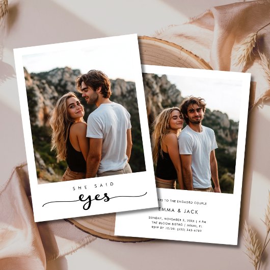 Whimsy Script 2 Foto Ze zei Ja Verloving Kaart