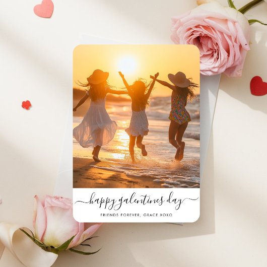 Whimsy Script Beach Foto Galentines Day Kaart