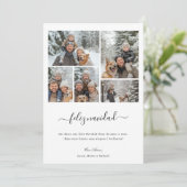 Whimsy Script Feliz Navidad 5 Foto Kerstmis Feestdagenkaart (Staand voorkant)