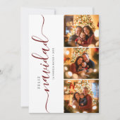Whimsy Script Feliz Navidad Christmas Dark Red Feestdagenkaart (Voorkant)