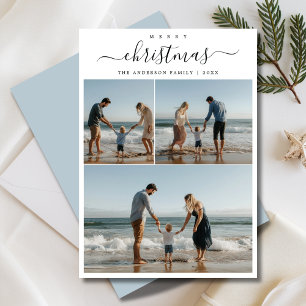 Whimsy Script Maritiem strand Kerstfoto Feestdagenkaart