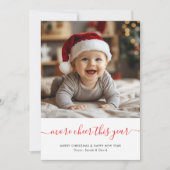 Whimsy Script Meer Cheer Dit Jaar Baby Christmas Feestdagenkaart (Voorkant)