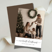 Whimsy Script Merriest Christmas Family Fun Foto Feestdagenkaart