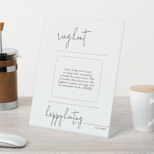 Whimsy Script Ring Hunt Vrijgezellenfeest spel Reclamebord Met Voetstuk