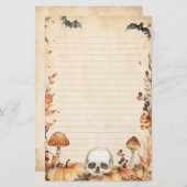 Whimsy Skull en Mushroom Rustieke Halloween Lined Briefpapier (Voorkant / Achterkant)
