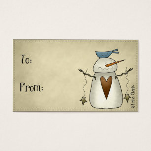 Whimsy Snowman Country Primitive Design Tags cadea
